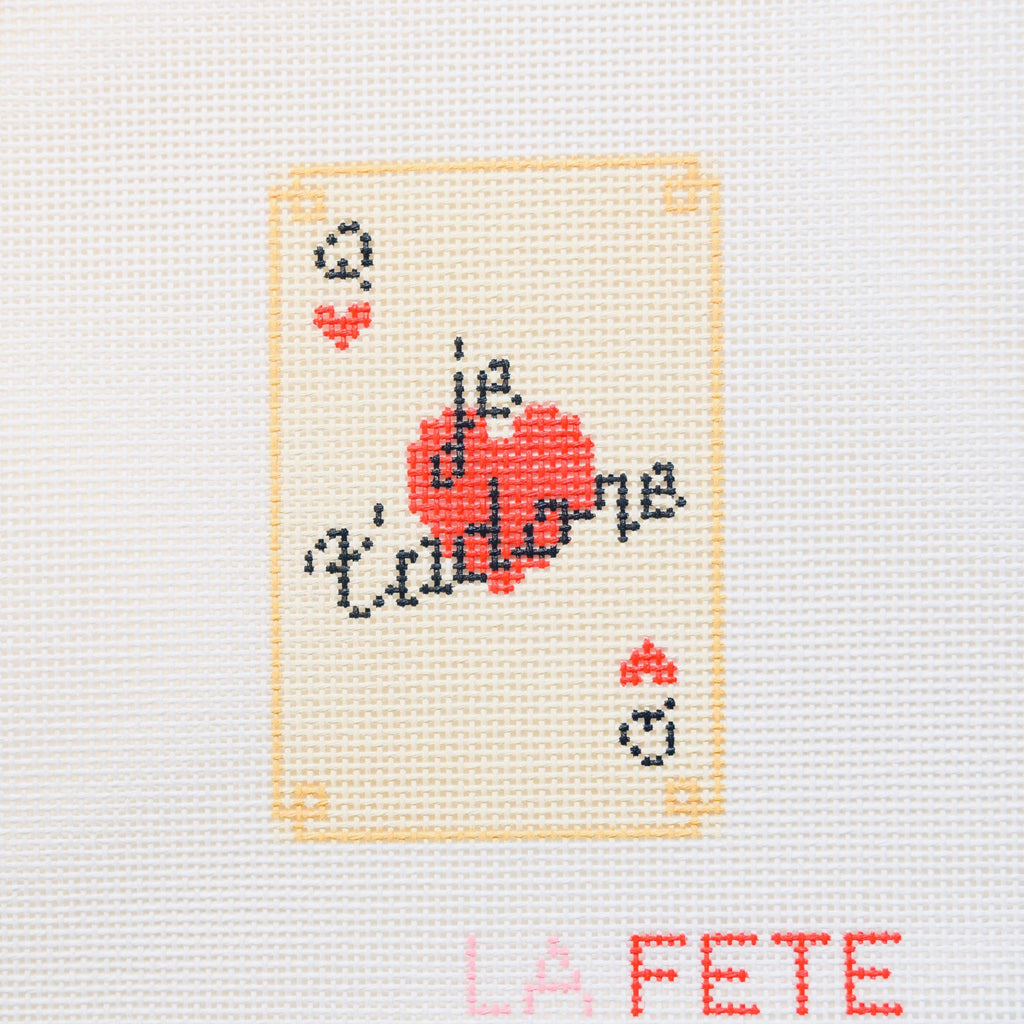 Je T'adore Card Hand Painted Needlepoint Canvas