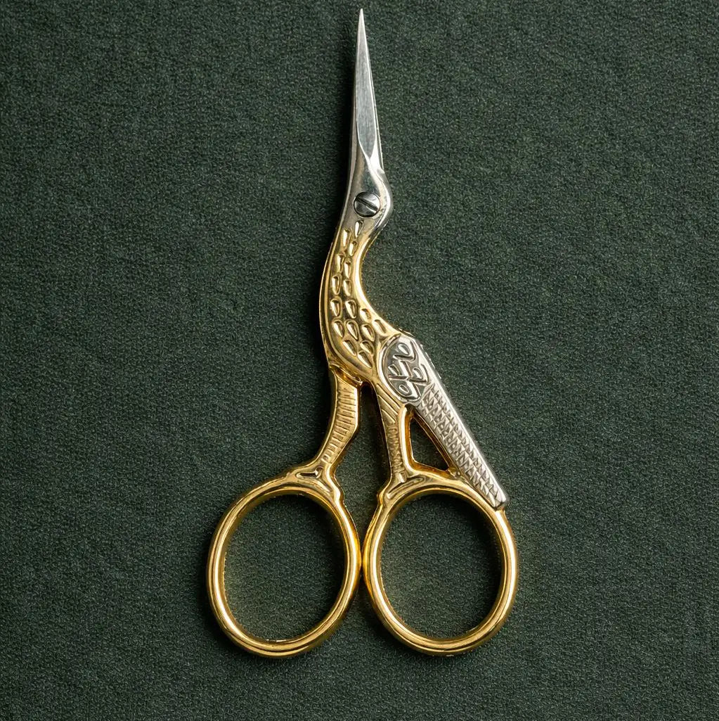 Traditional Stork Golden Needlepoint Scissors